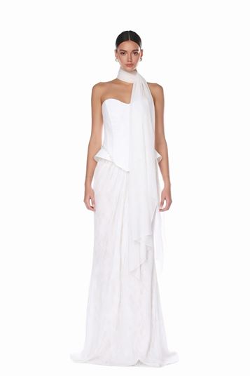 trägerloses Korsett Abendkleid aus Spitze mit Stäbchen